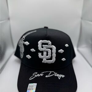 47 Brand Black Hat with White San Diego Embroidery